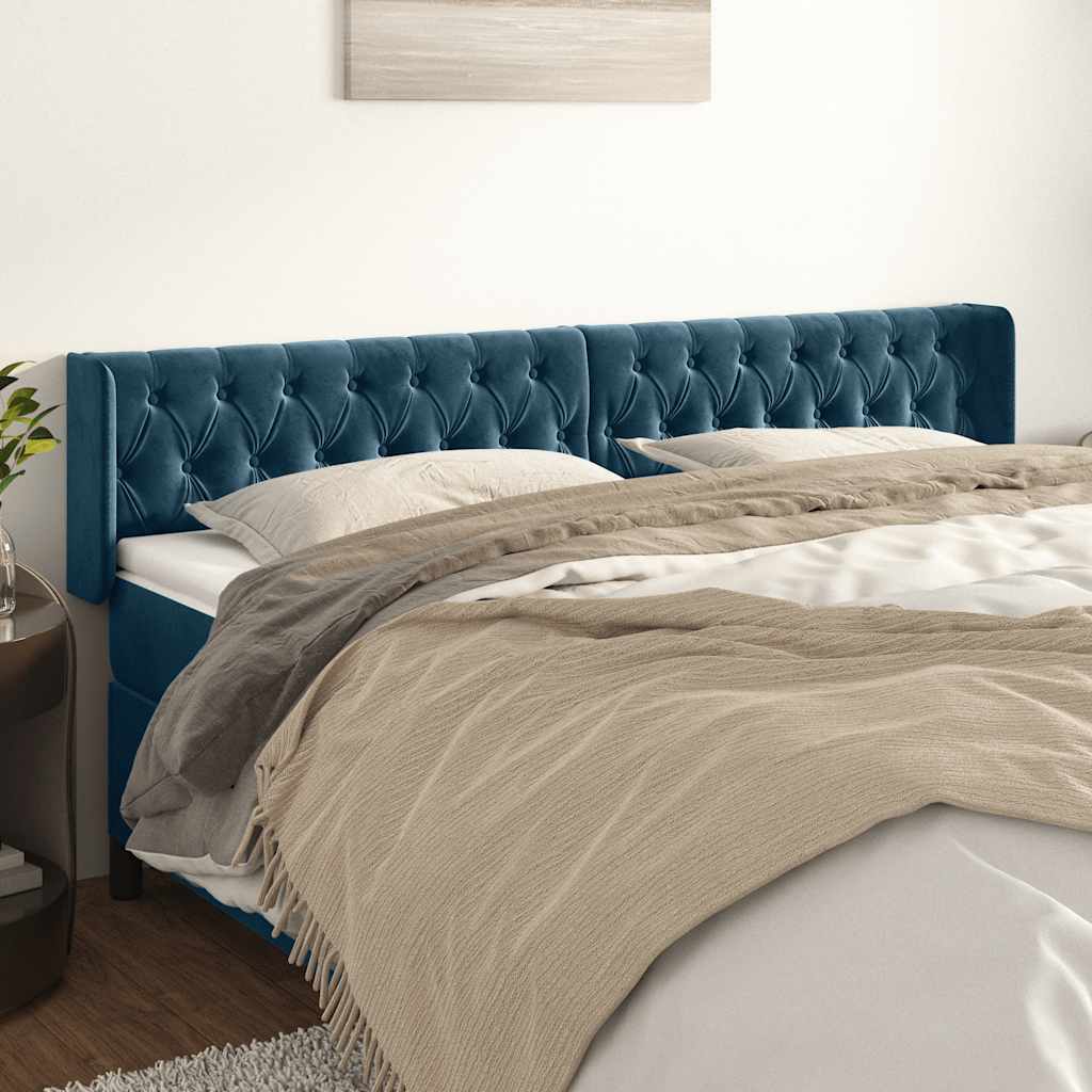 Kopfteil mit Ohren Dunkelblau 93x16x78/88 cm Samt