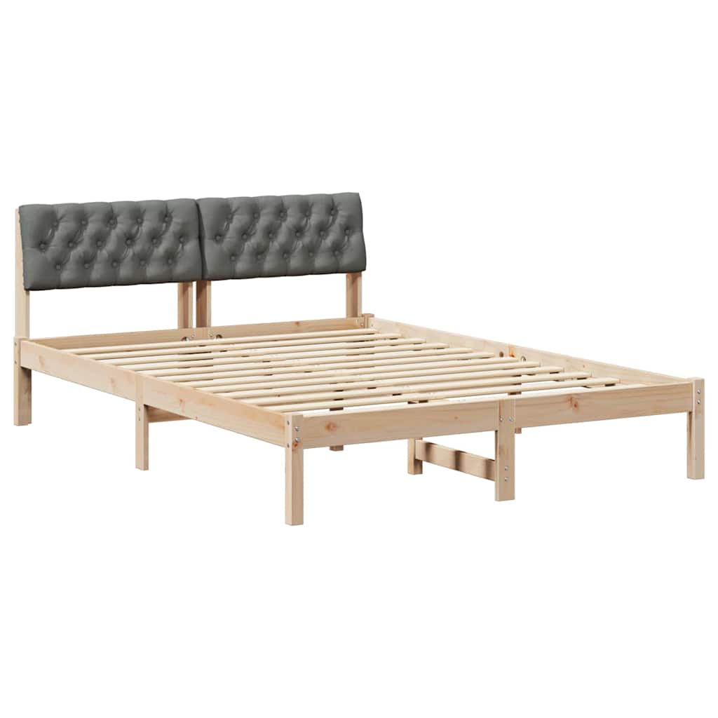 Bettgestell Braun und hellgrau 200 x 200 cm Massivholz Kiefer