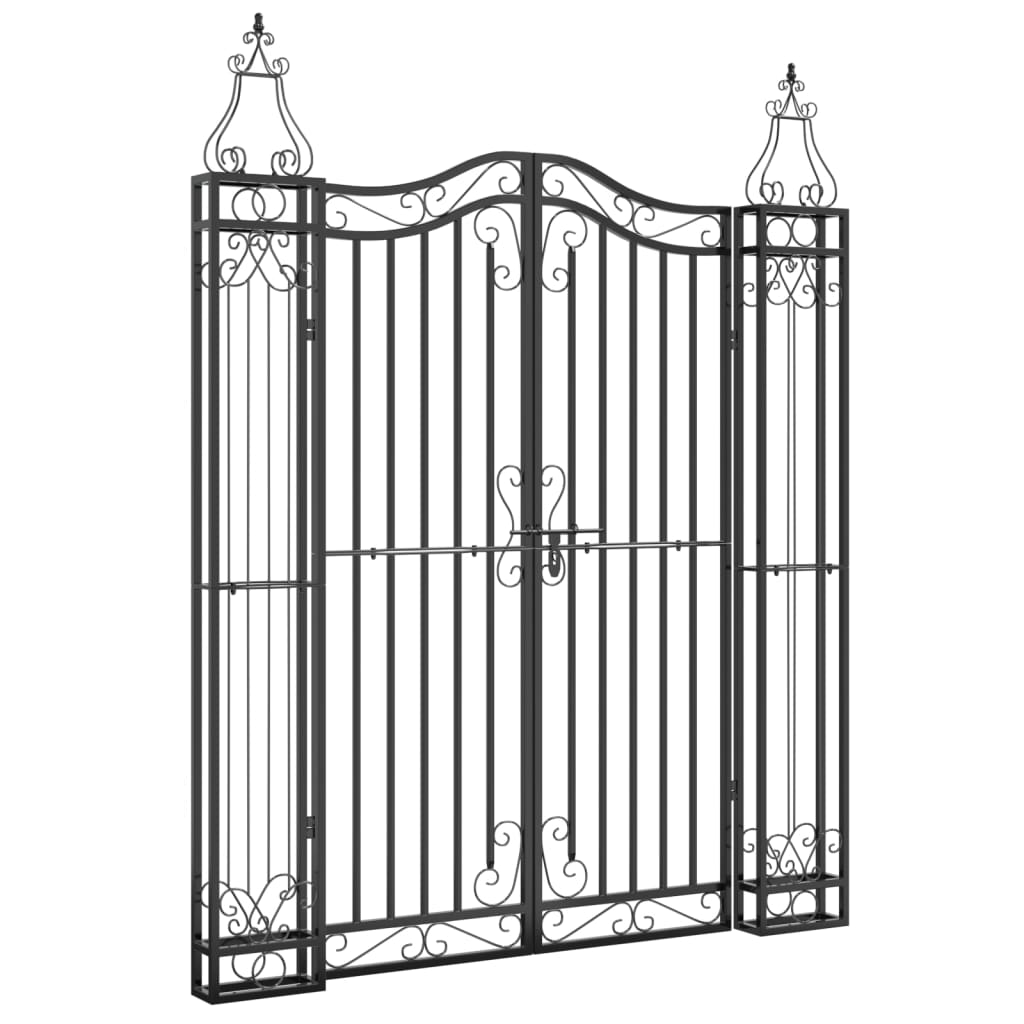Gartentor Schwarz 121x8x100 cm Schmiedeeisen