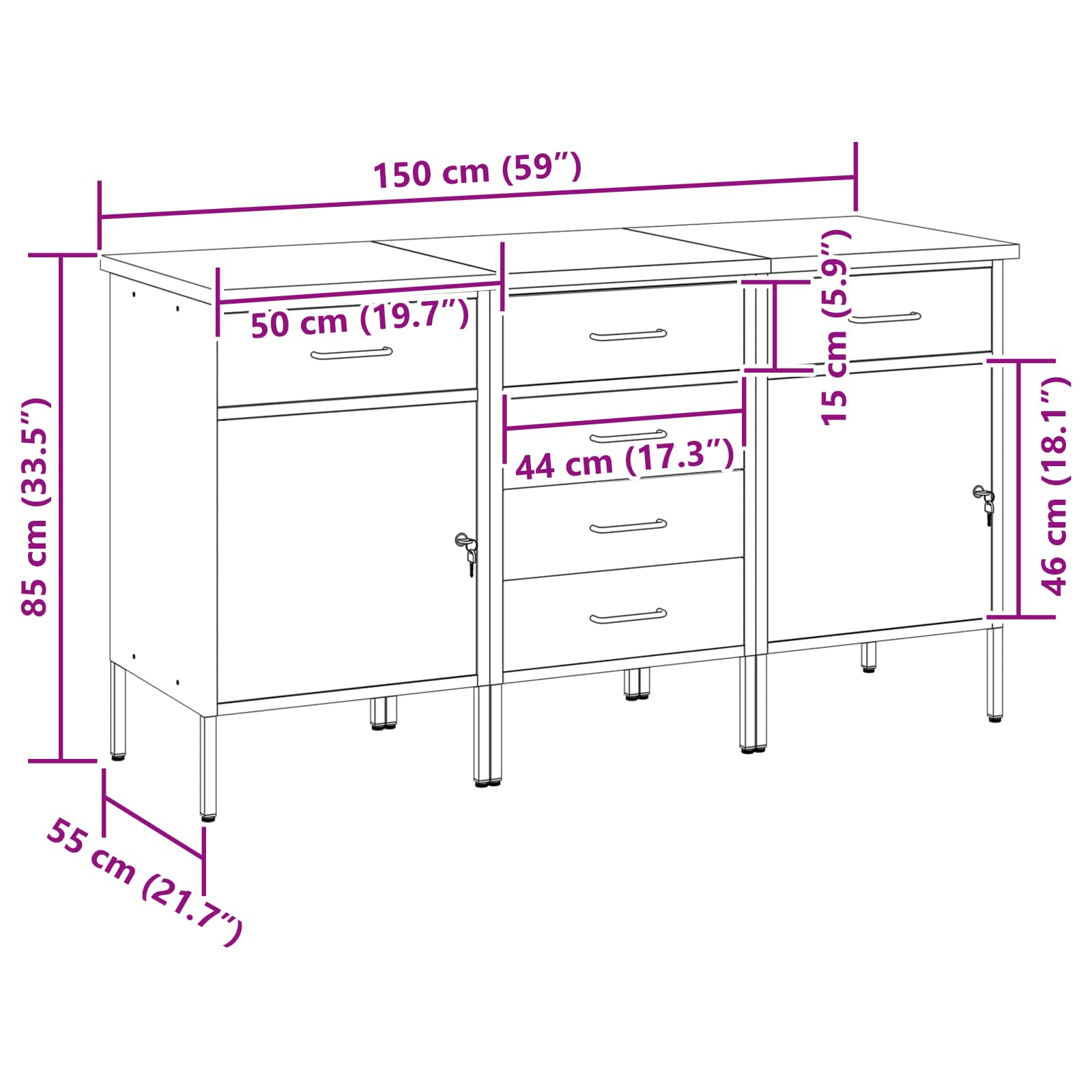 Werkbank mit Schubladen 2 pcs Rot und Grau 100 x 55 x 85 cm