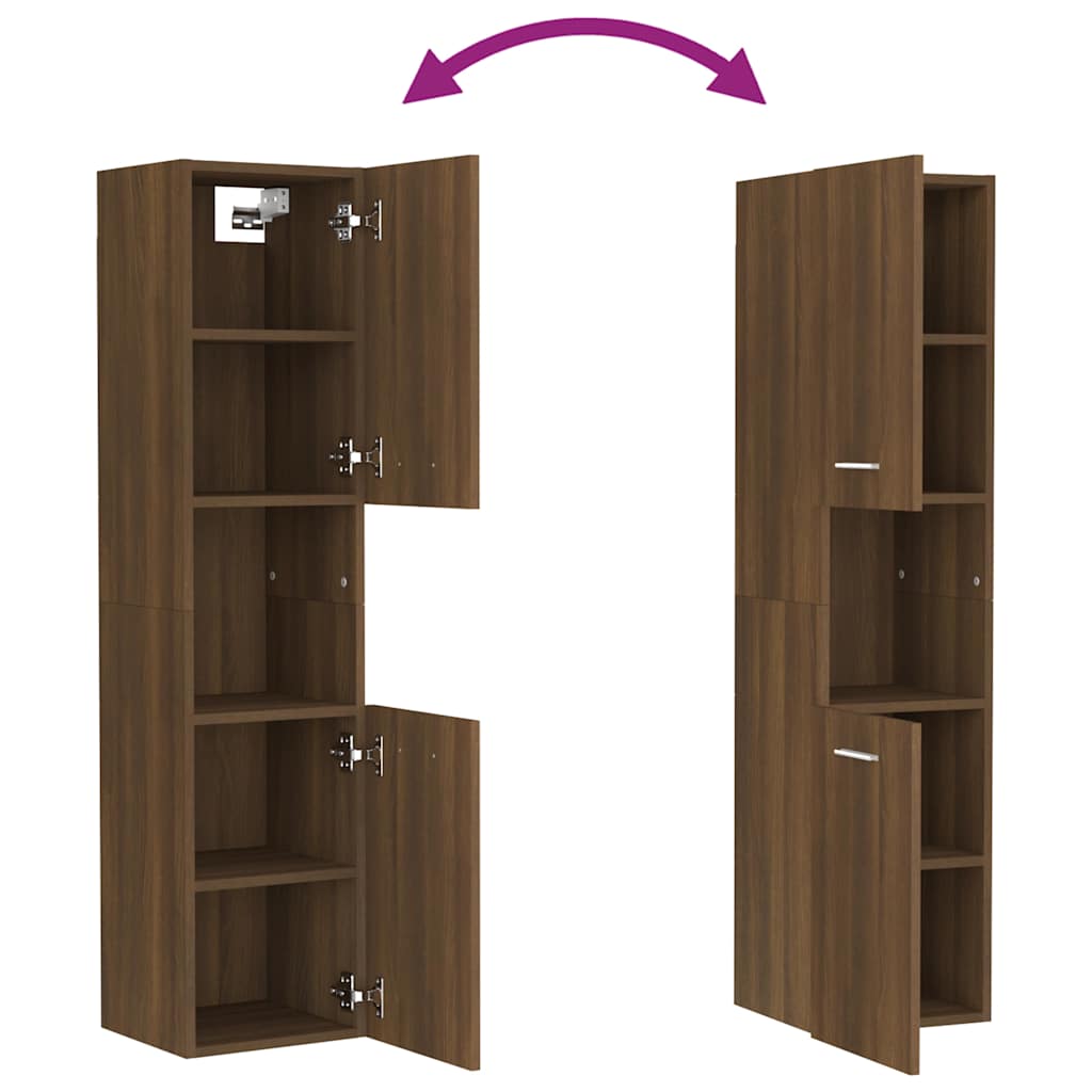 Badezimmerschrank Weiß 30x30x130 cm Holzwerkstoff