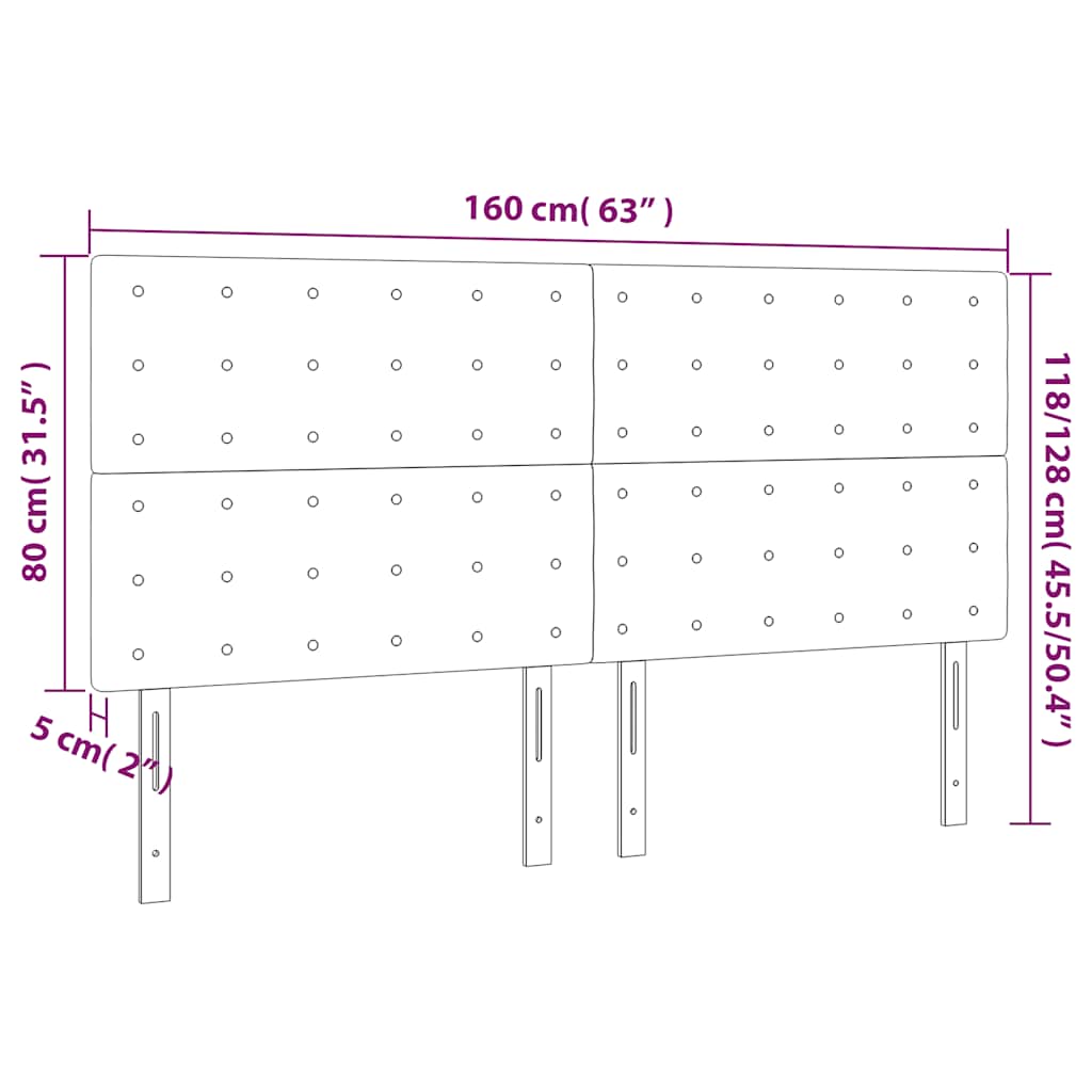 Kopfteil Hellgrau 80x5x118/128 cm Samt