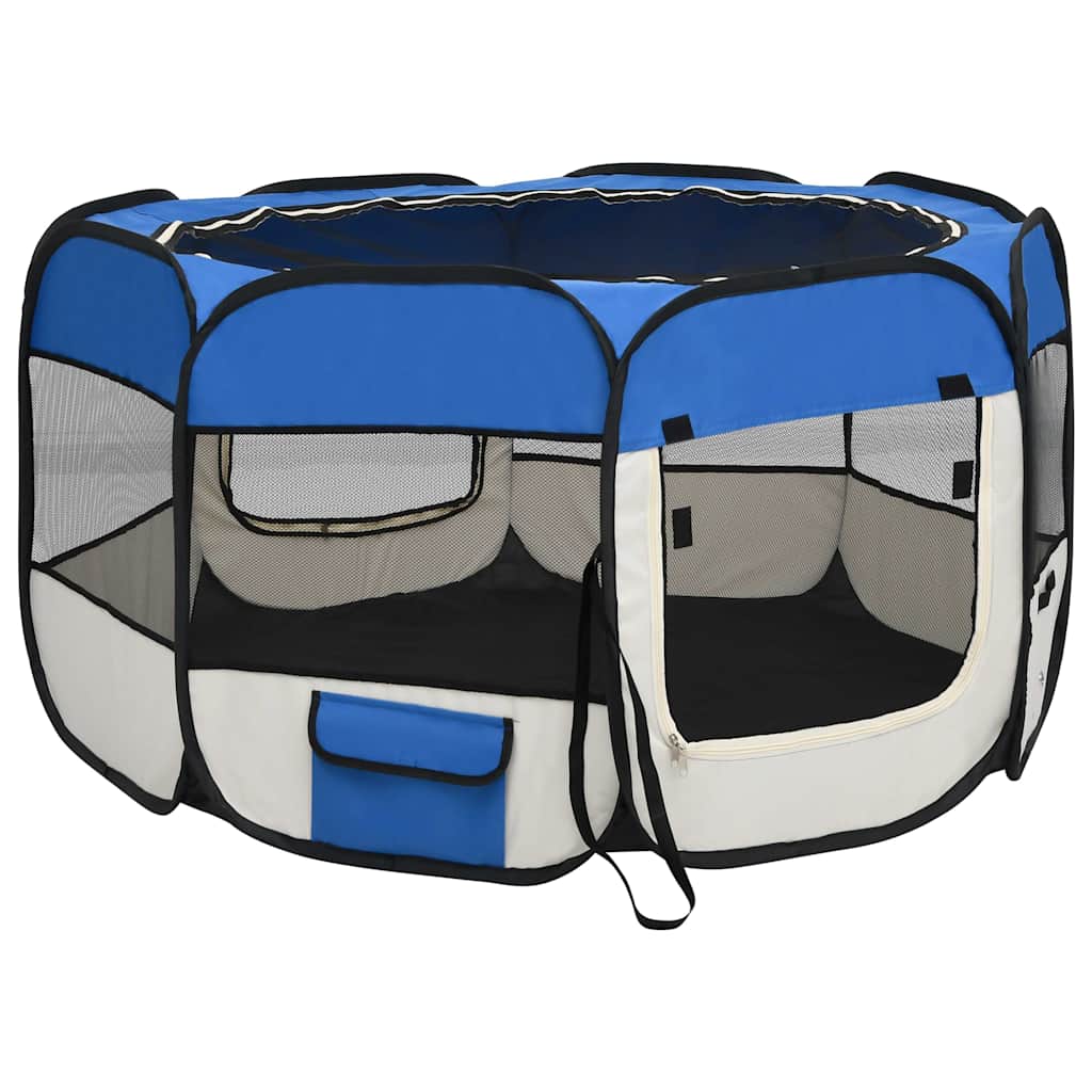 Faltbarer Welpenlaufstall mit Tragetasche Schwarz 90x90x58 cm