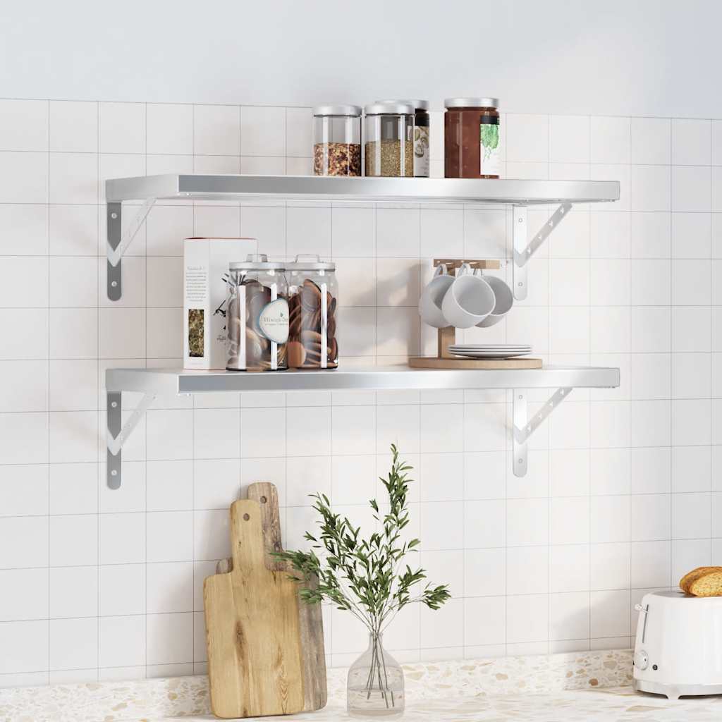 Wandregale 2 Stk. 100x40 cm Silbern Edelstahl