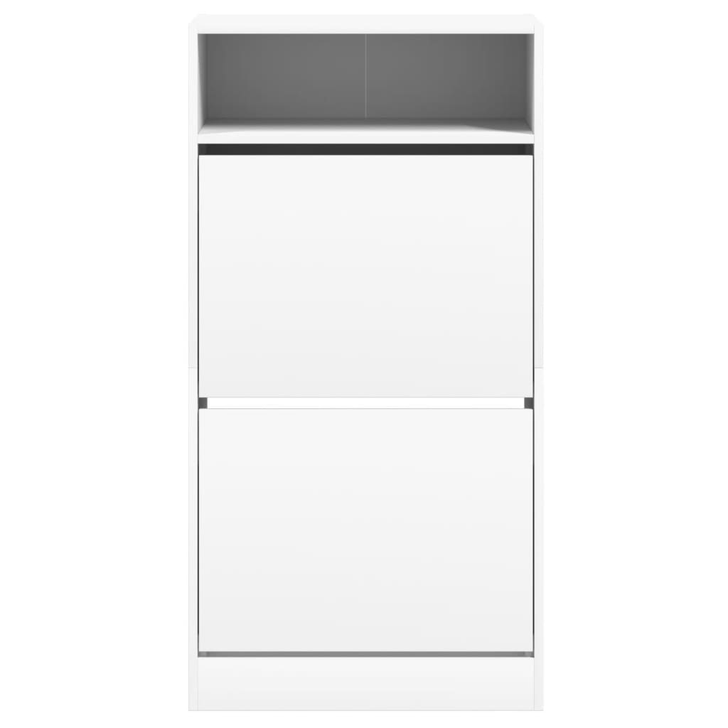 Schuhschrank mit 2 Klappen Weiß 80x34x116 cm