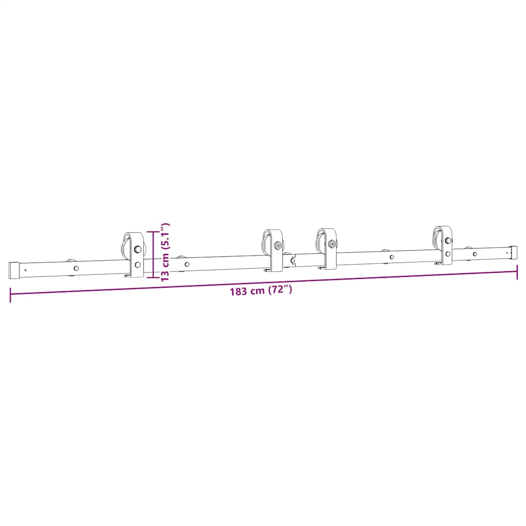 Schiebetürbeschlag-Set 183 cm Stahl Schwarz