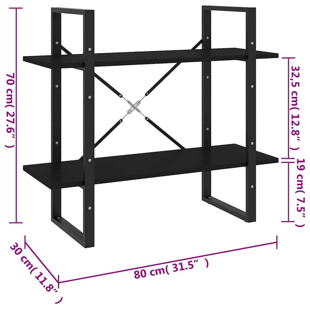 Bücherregal 2 Fächer Weiß 80x30x70 cm Holzwerkstoff