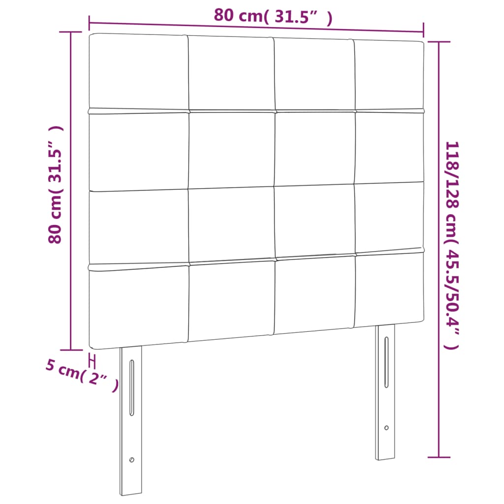 Kopfteil Hellgrau 80x5x118/128 cm Samt
