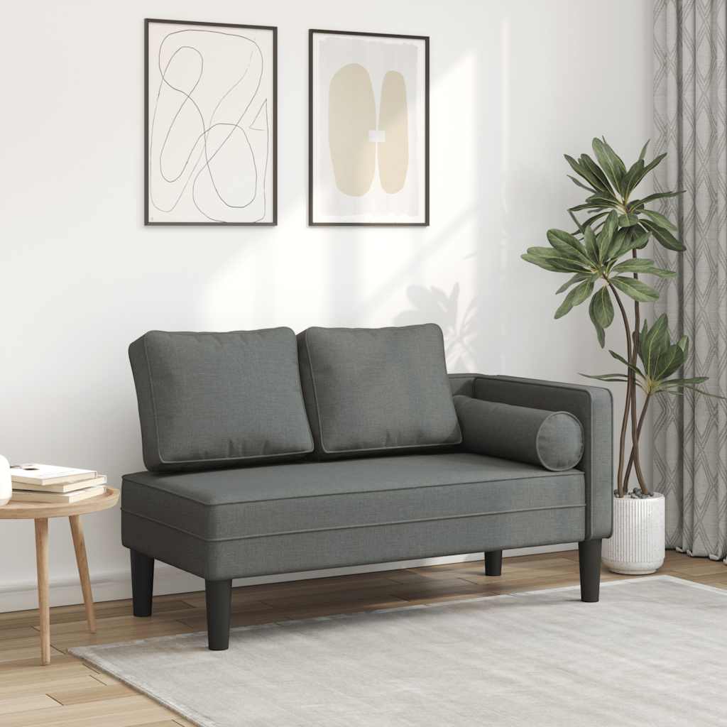 Chaiselongue mit Kissen Hellgrau Stoff