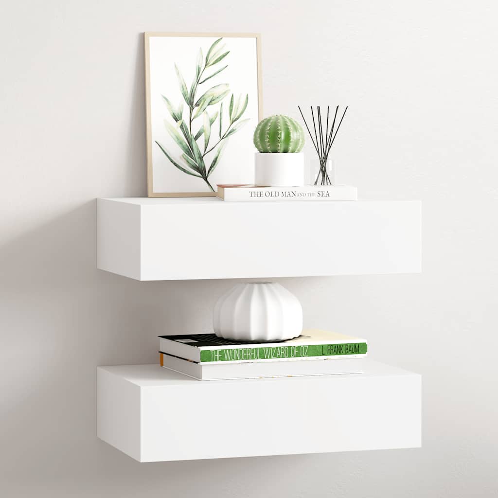 Wandregal mit Schublade Weiß 40x23,5x10 cm MDF