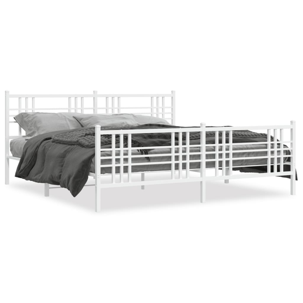 Bettgestell mit Kopf- und Fußteil Metall Schwarz 90x200 cm