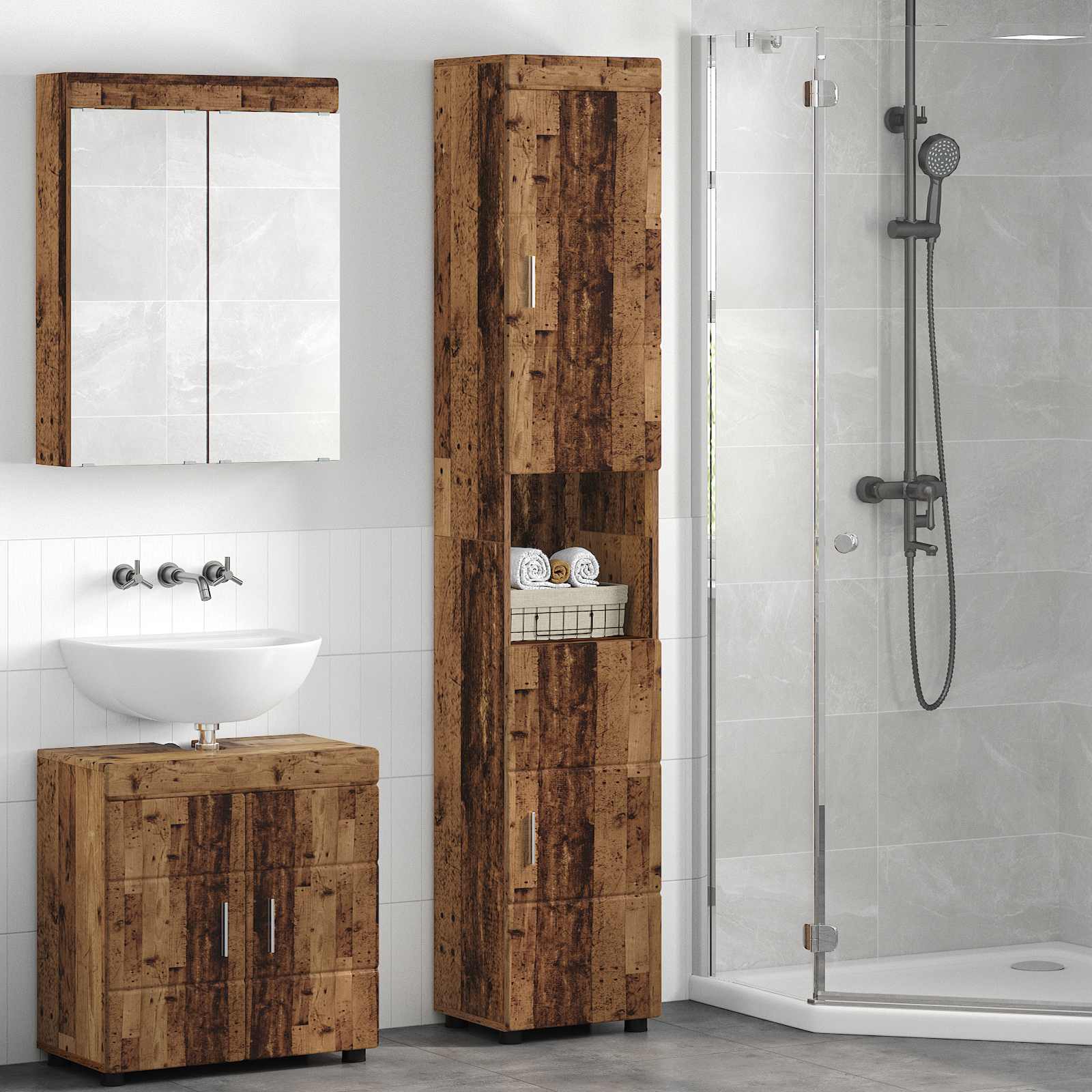 Badezimmermöbel-Set TULUM 2 pcs Weiß 60 x 34 x 63 cm