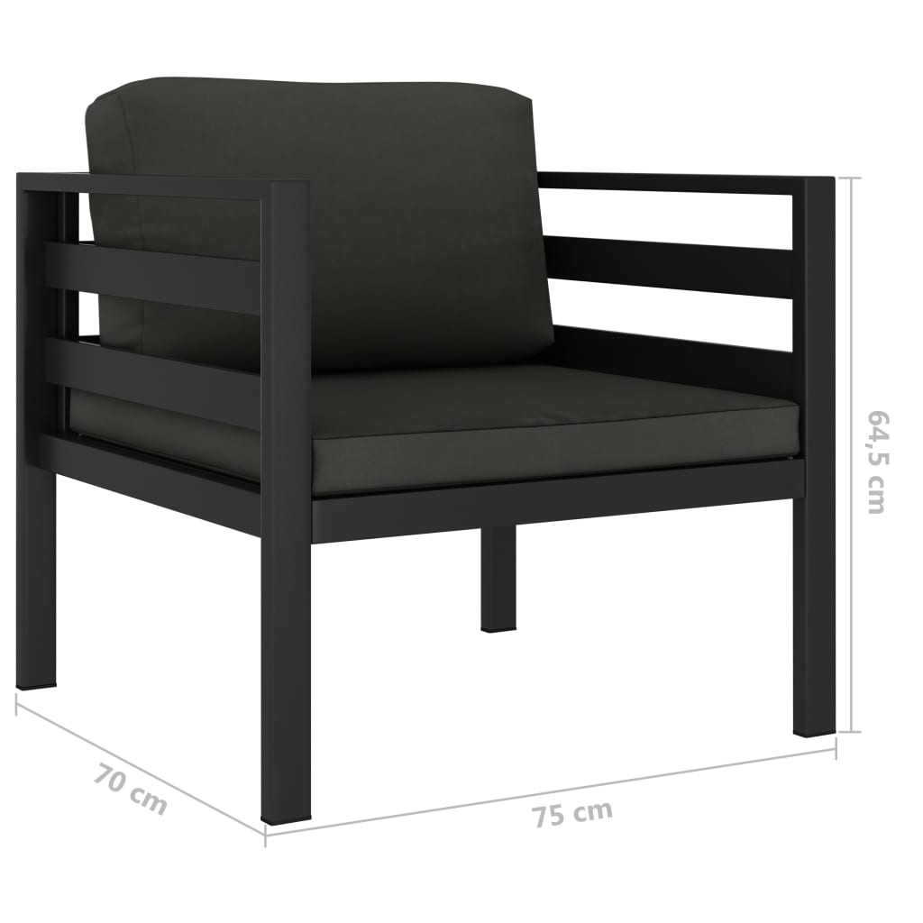 10-tlg. Garten-Lounge-Set mit Kissen Aluminium Anthrazit