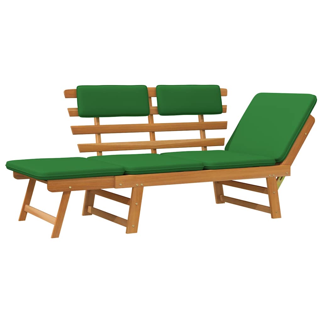 Gartenbank mit Auflagen 2-in-1 190 cm Grau Massivholz Akazie