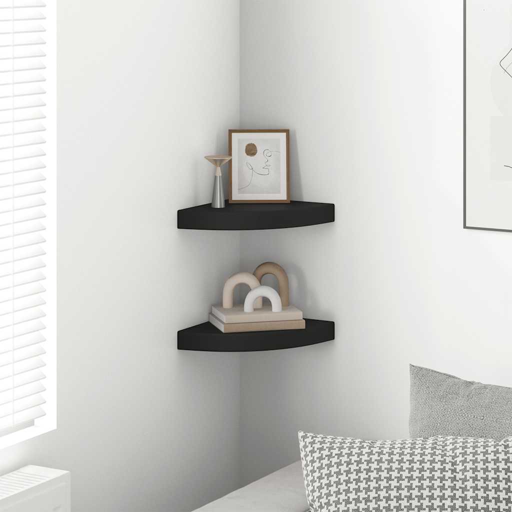 Schwebende Eckregale 2 Stk. Hochglanz-Weiß 25x25x3,8 cm MDF