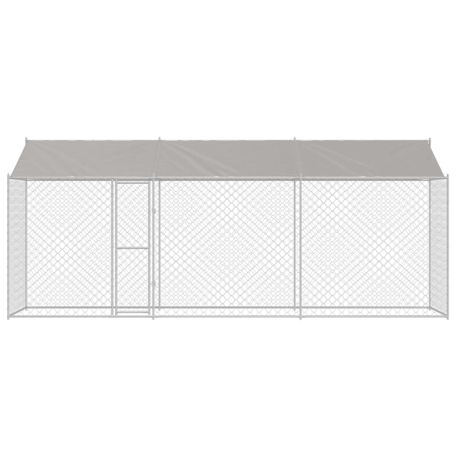 Hundezwinger mit Dach und Tür Grau 2x2x2 m Verzinkter Stahl