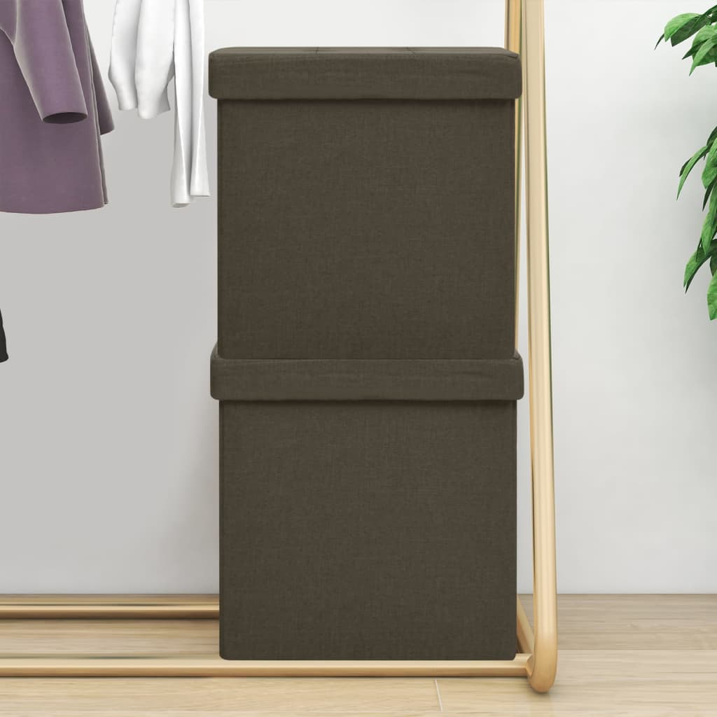 Hocker mit Stauraum Cremeweiß Leinenoptik