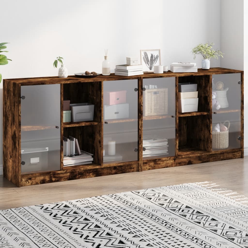 Bücherschrank mit Türen Weiß 204x37x75 cm Holzwerkstoff