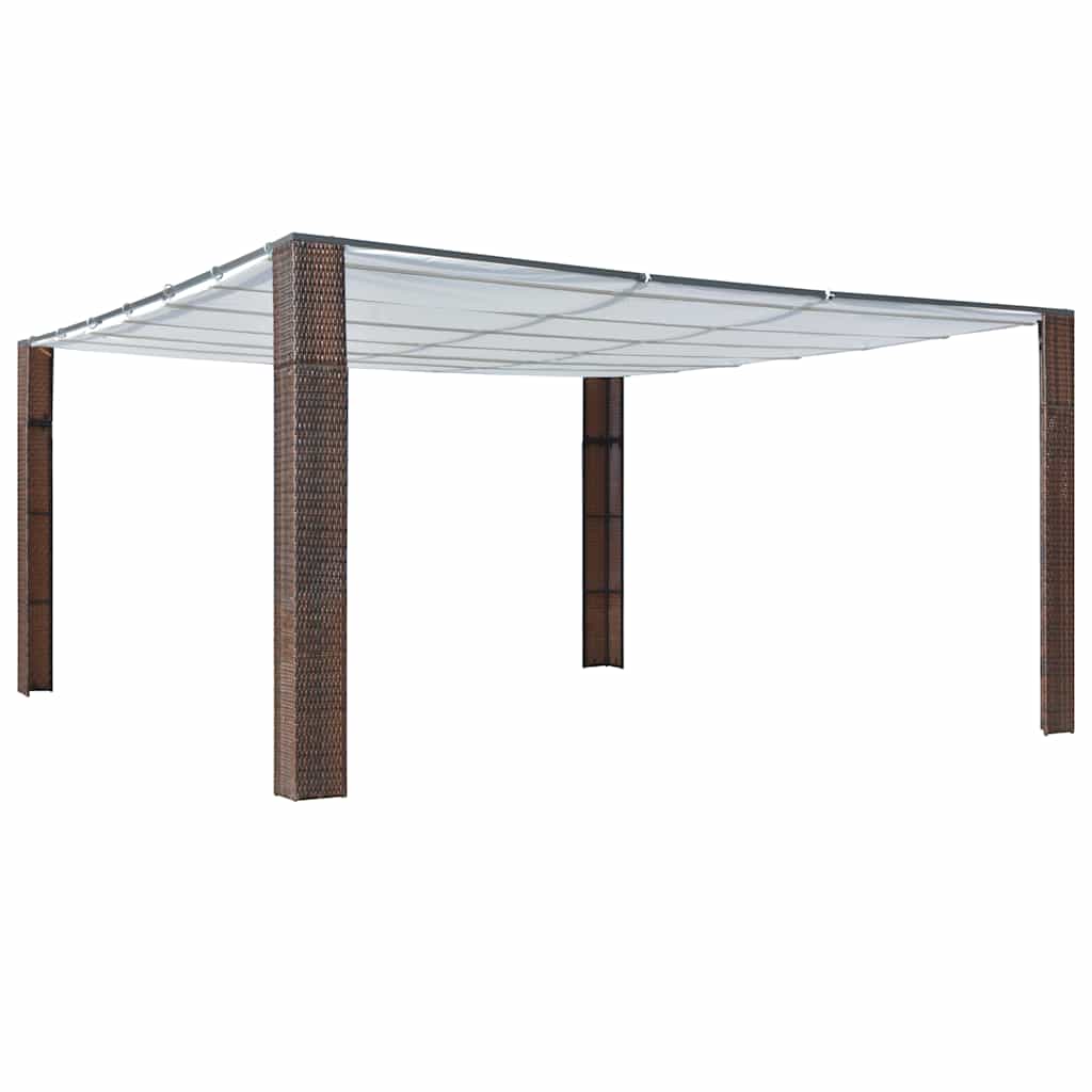 Pavillon mit Dach Poly Rattan 300x300x220 cm Grau und Anthrazit