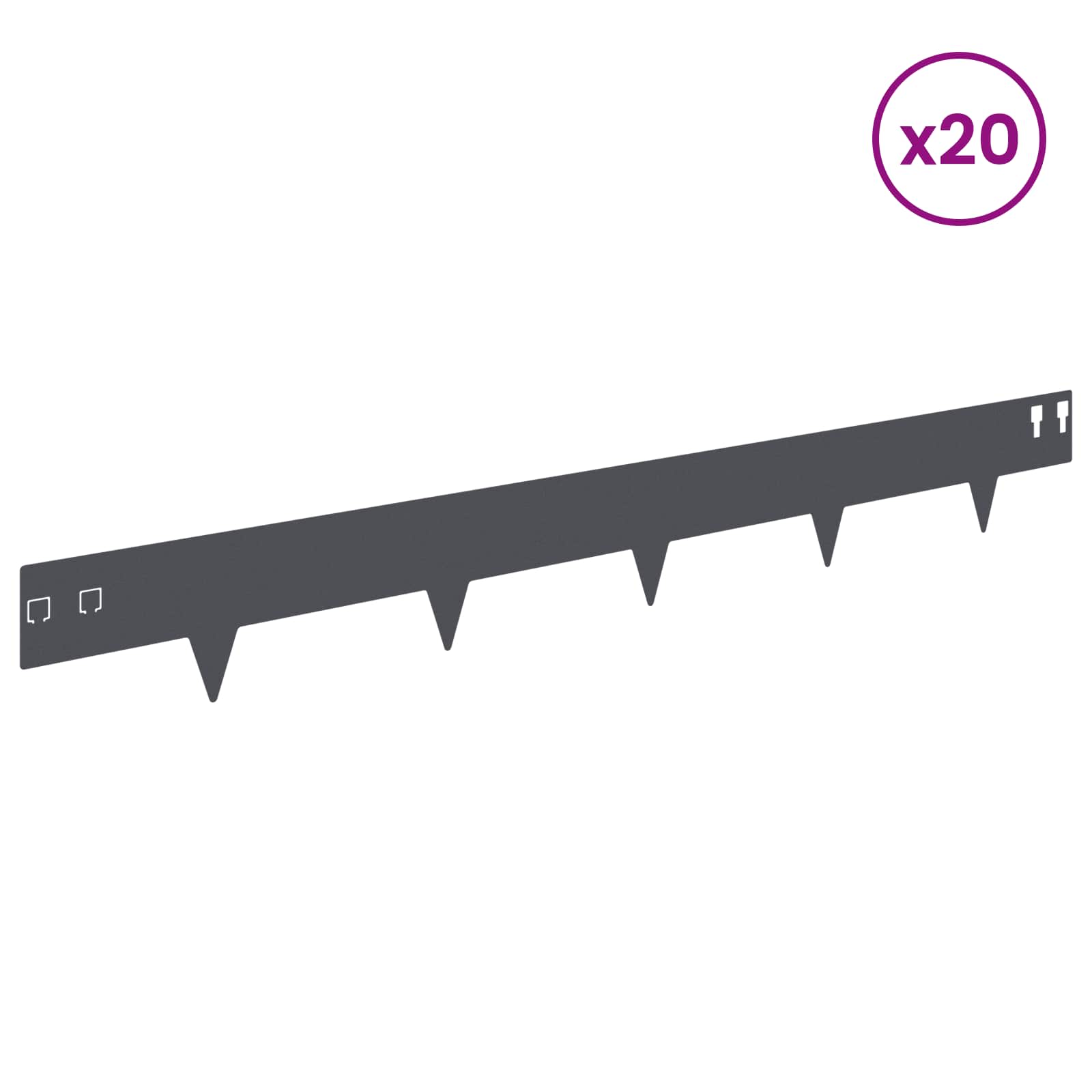 Raseneinfassung 10 pcs 100 x 12 cm Stahl Schwarz