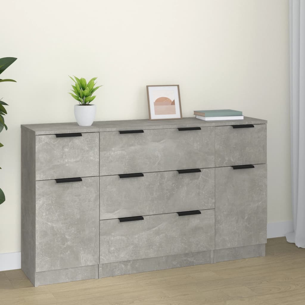 3-tlg. Sideboard-Set Weiß Holzwerkstoff