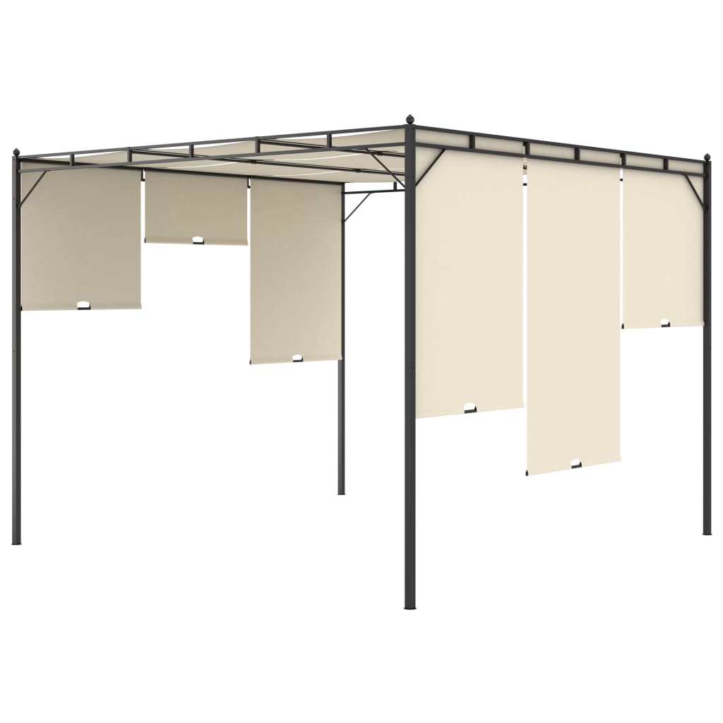 Pavillon 4 x 3 x 2,3 m Grün Polyester und Stahl
