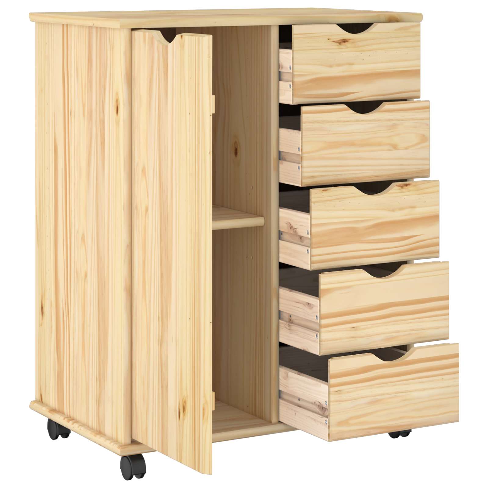 Rollschrank Honigbraun 63,5 x 39 x 79 cm Massivholz Kiefer