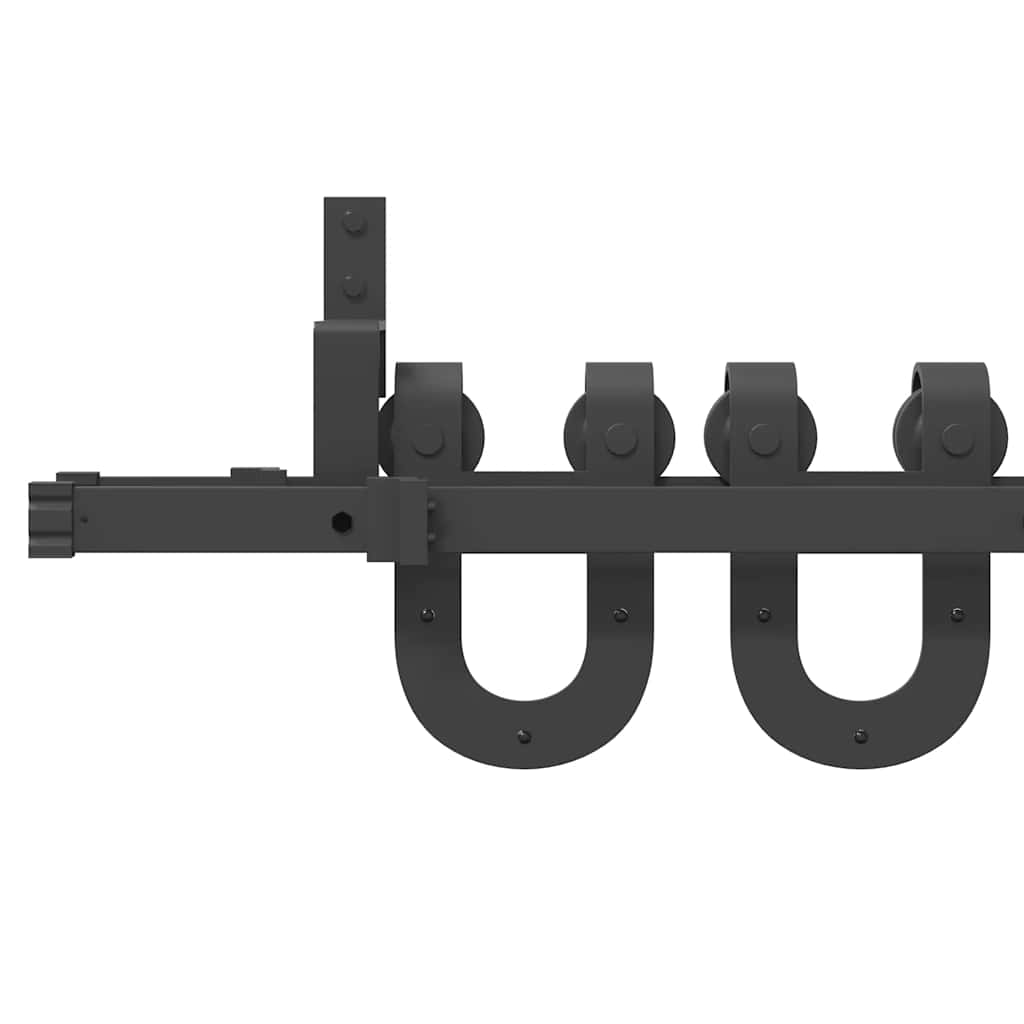 Schiebetürbeschlag-Set 183 cm Stahl Schwarz