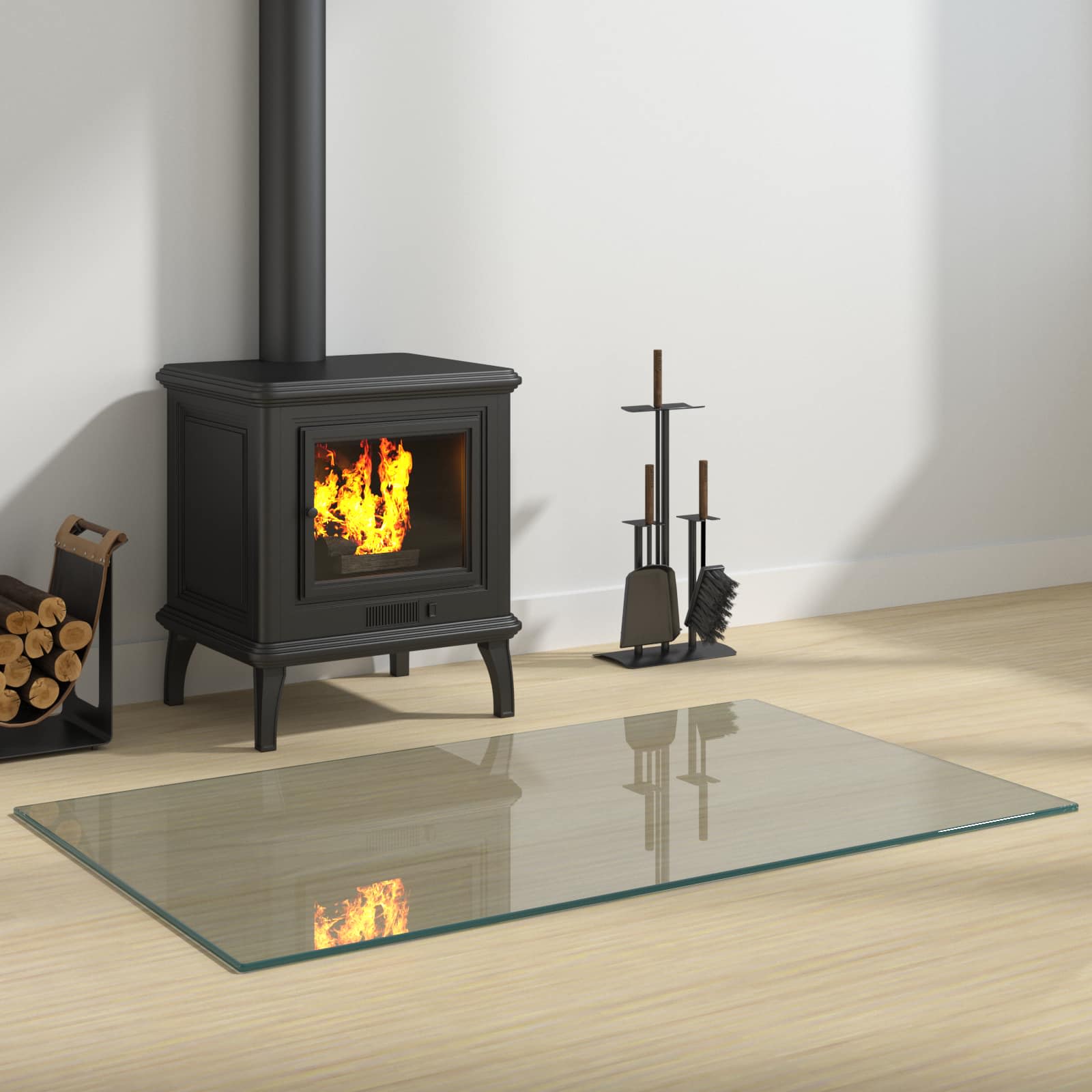 Feuerstelle Glasplatte Transparent 80 x 50 cm Glas
