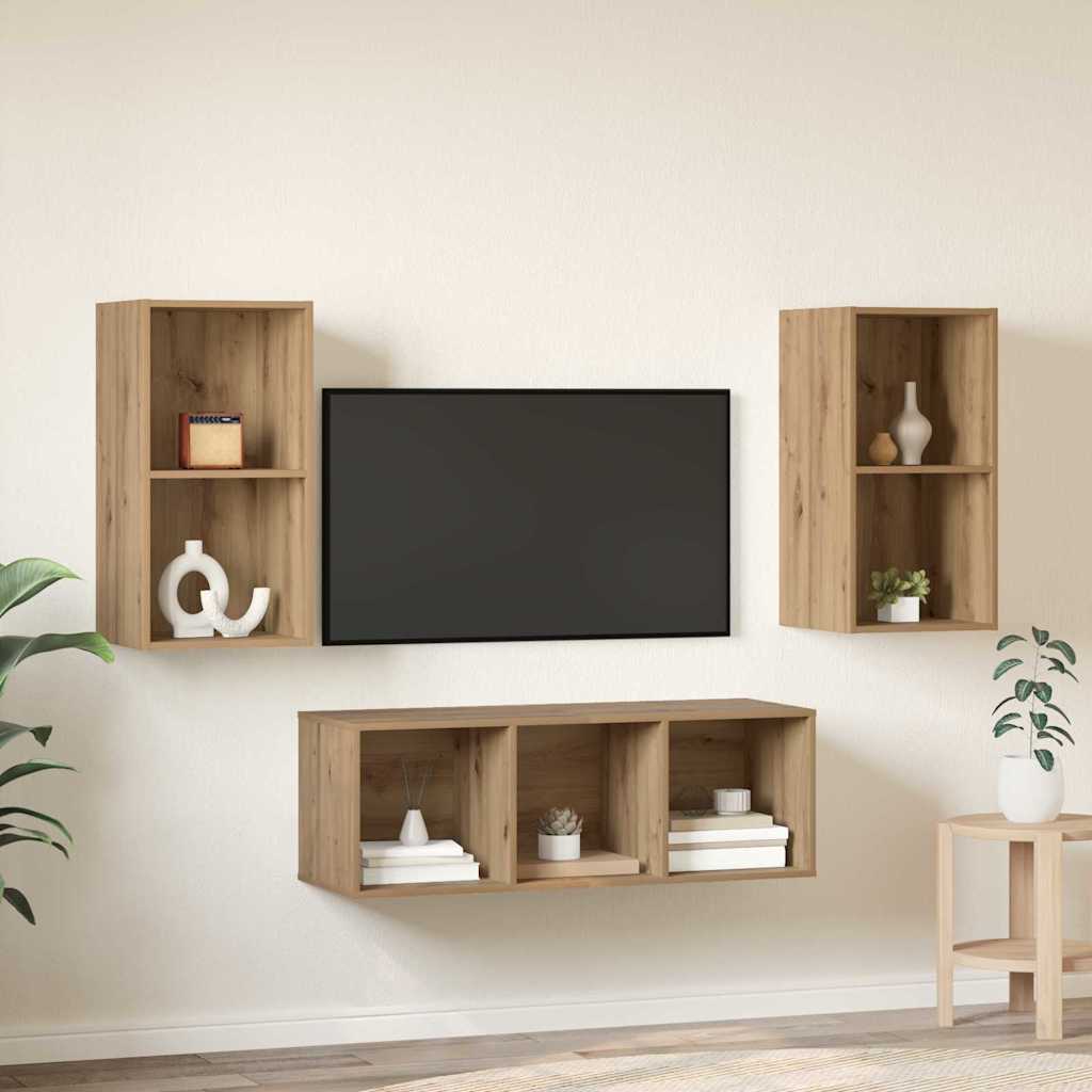 3-tlg. TV-Schrank-Set Weiß Holzwerkstoff