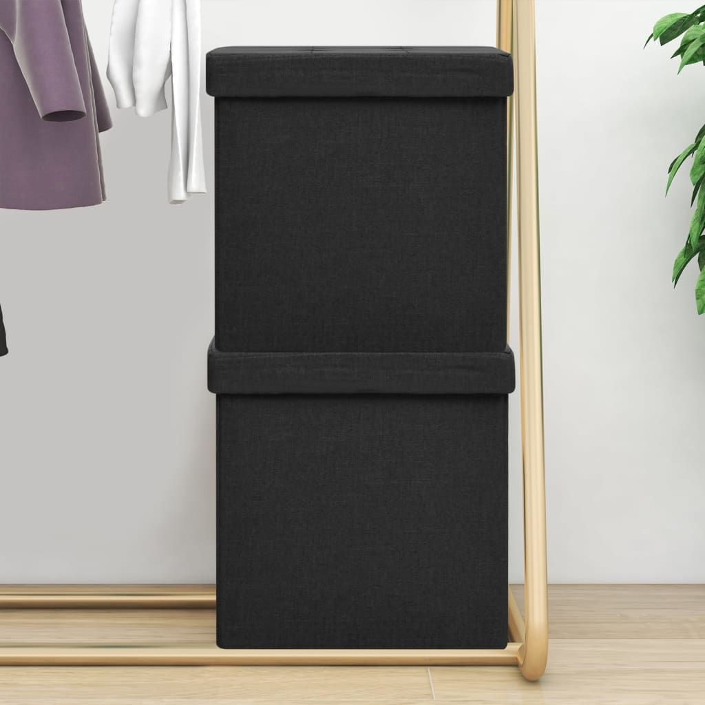 Hocker mit Stauraum Cremeweiß Leinenoptik