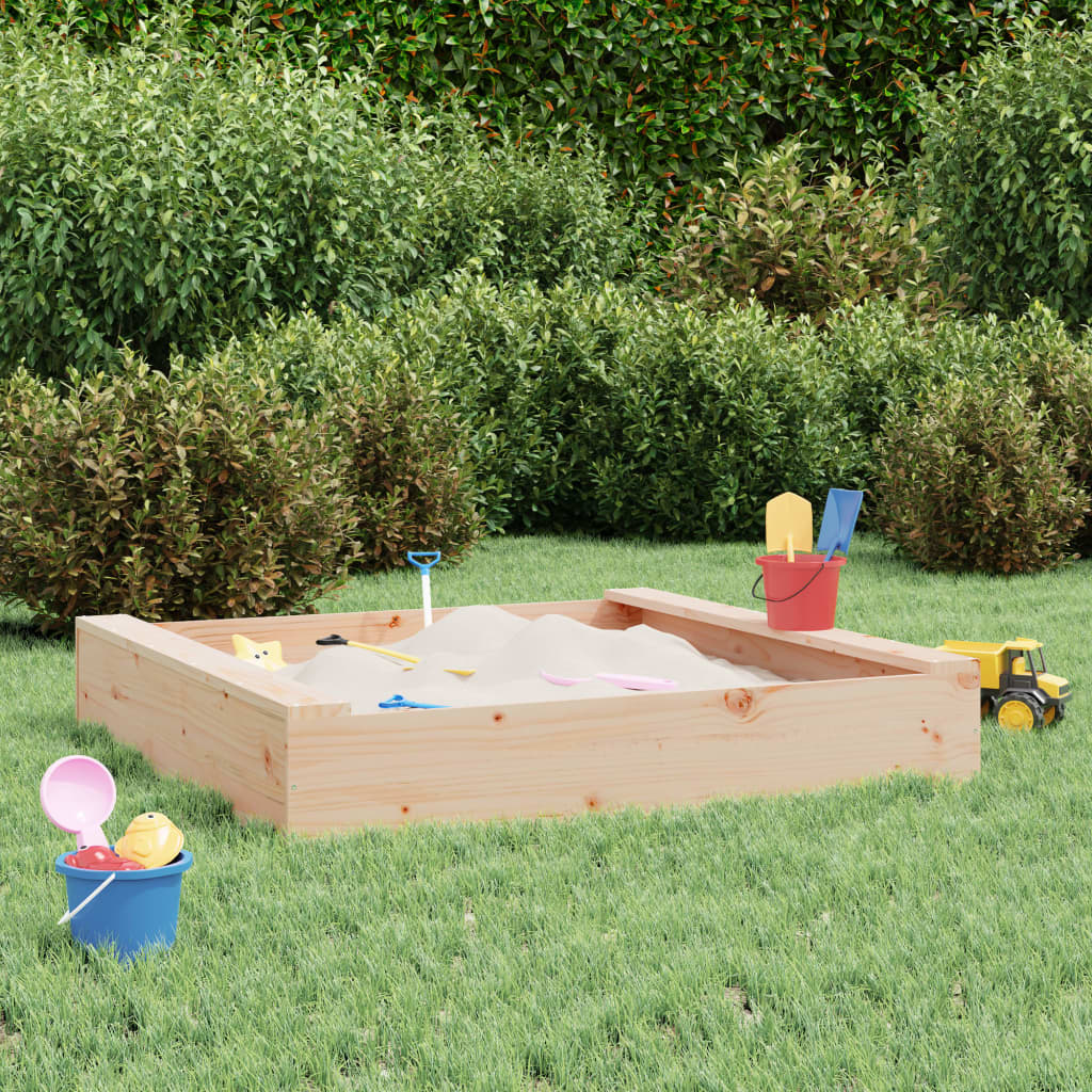 Sandkasten mit Sitzen Honigbraun Quadratisch Massivholz Kiefer