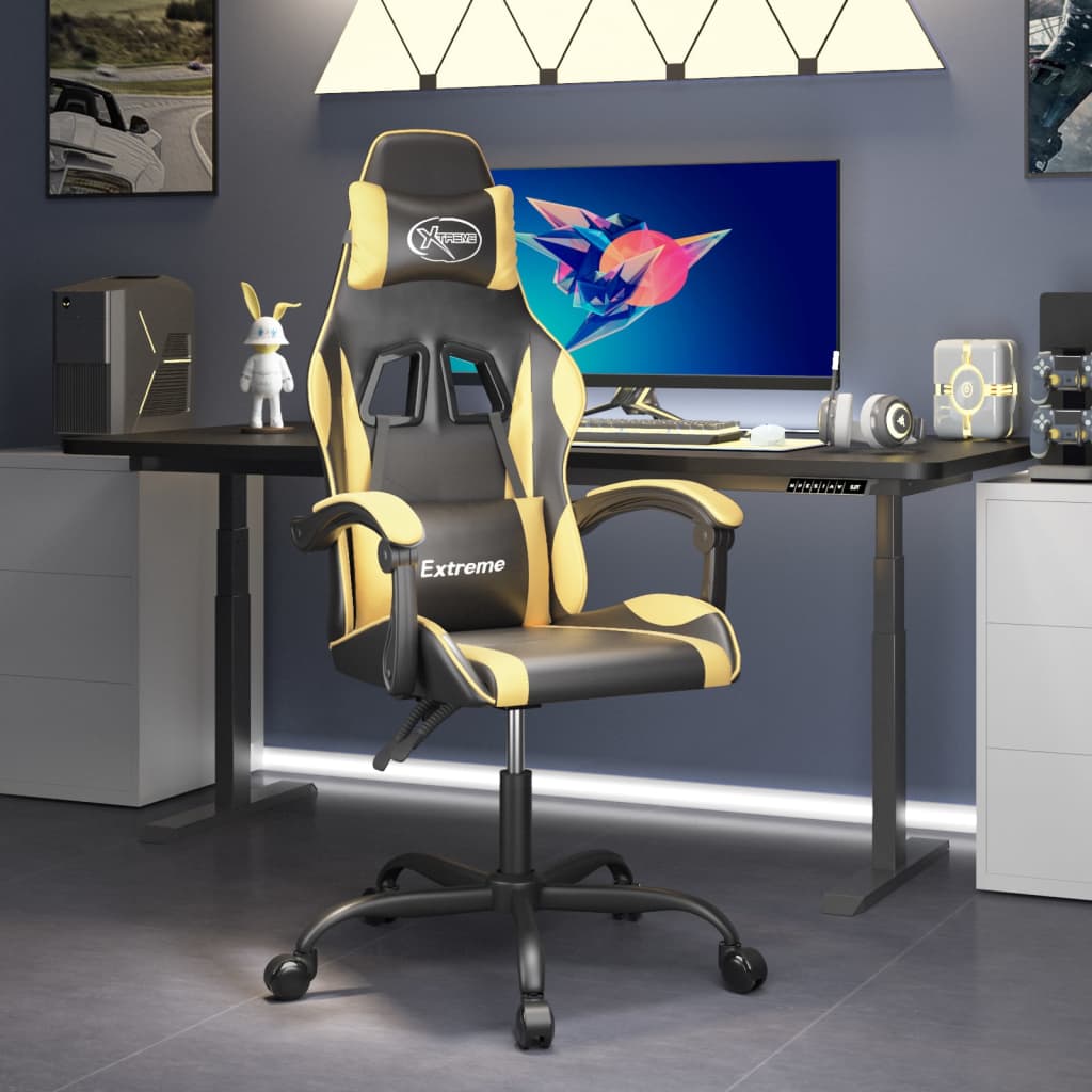 Gaming-Stuhl Drehbar Schwarz und Grün Kunstleder