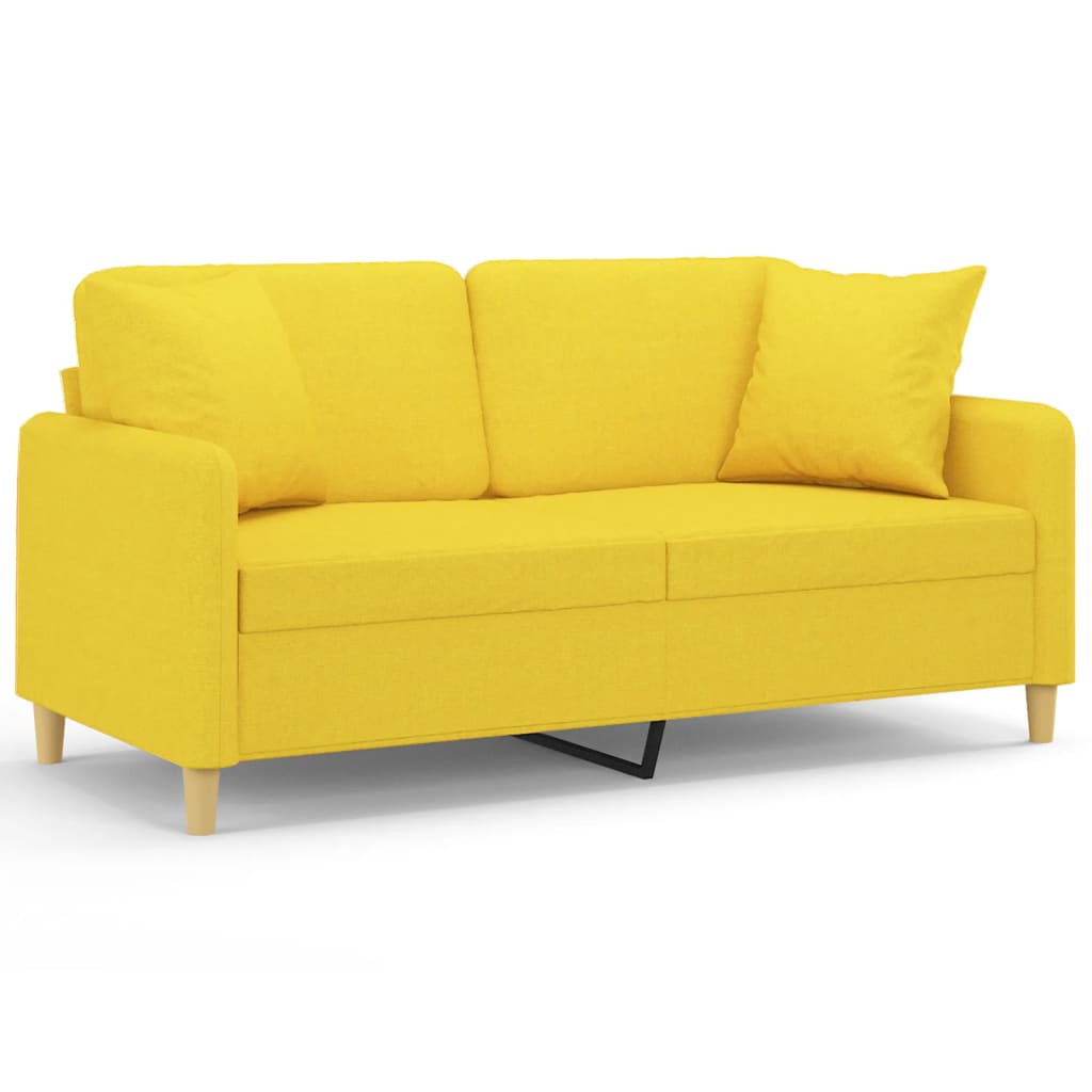 2-Sitzer-Sofa mit Zierkissen Braun 120 cm Stoff