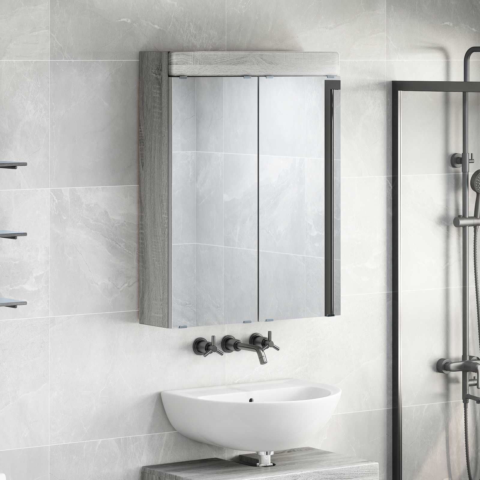 Badezimmermöbel-Set TULUM 2 pcs Weiß 60 x 34 x 63 cm