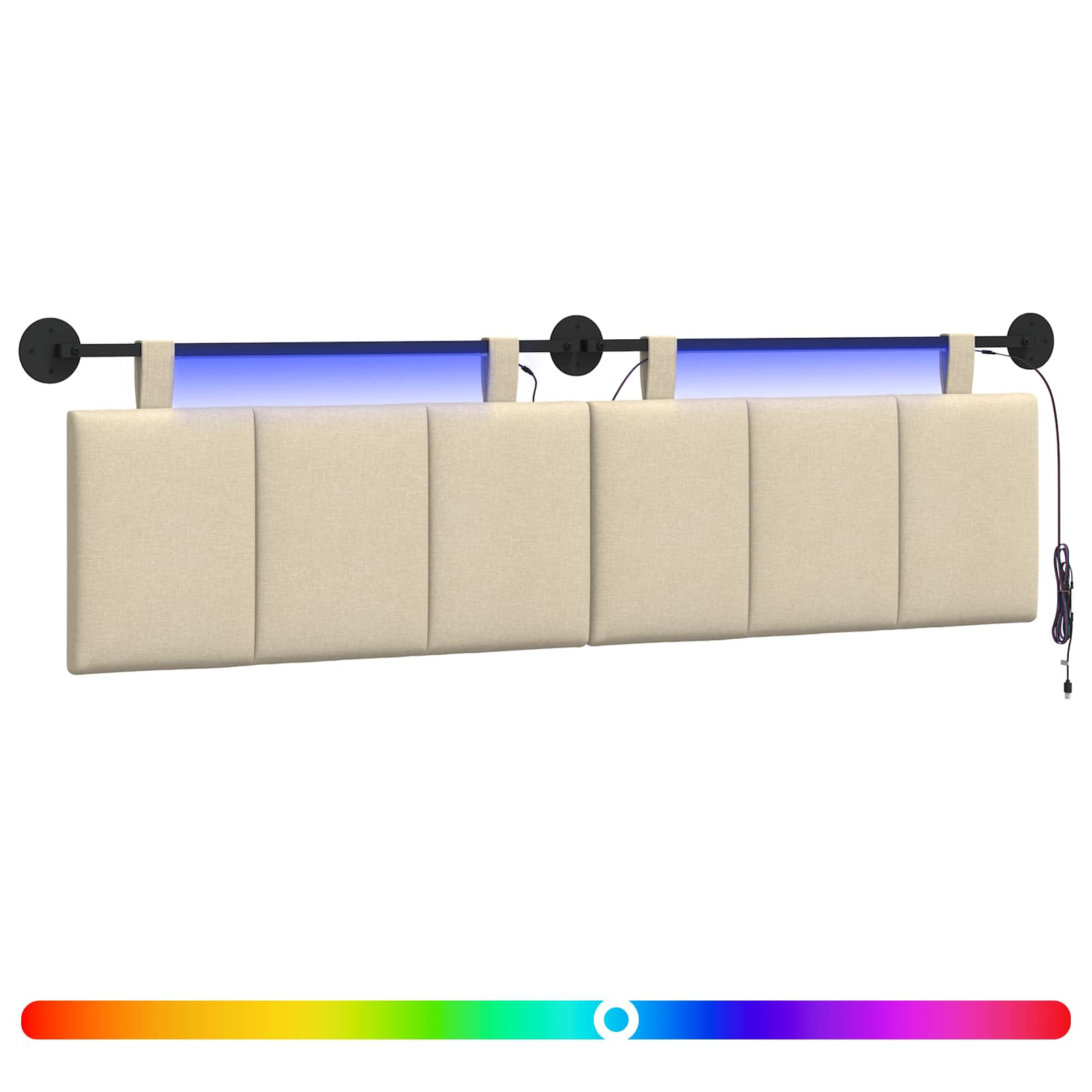 Hängendes Kopfteil Mit LED Licht Wolkengrau Stoff