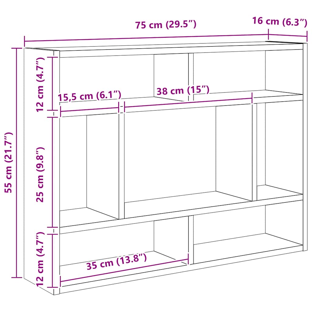 Wandregal Weiß 75x16x55 cm Holzwerkstoff
