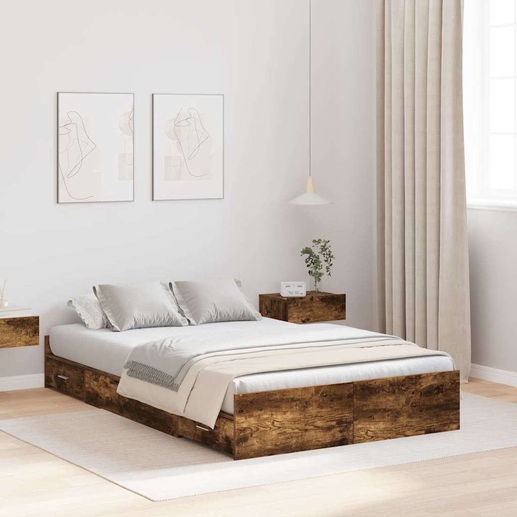 Aufbewahrungsbettgestell Weiß 200 x 200 cm Holzwerkstoff