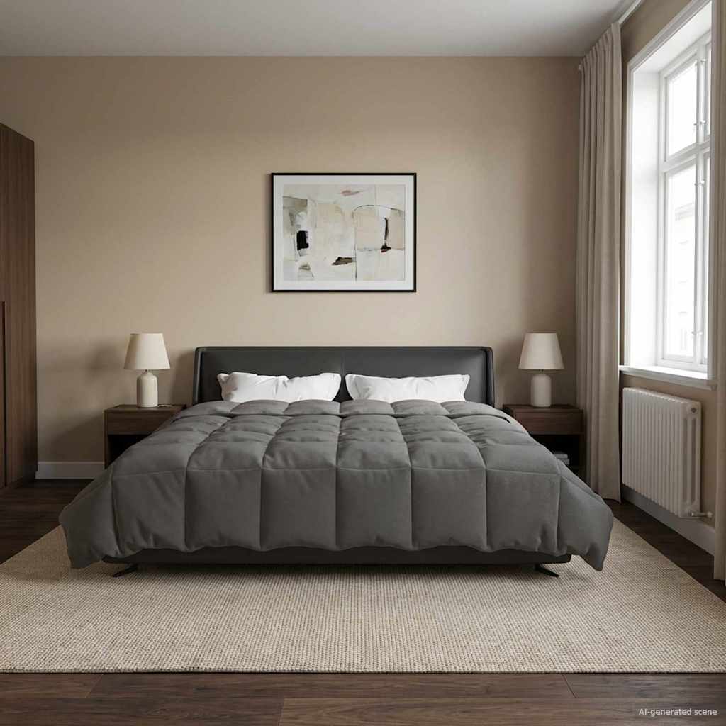 Winterbettdecke Gepolstert Anthrazit 240 x 260 cm Mikrofaser