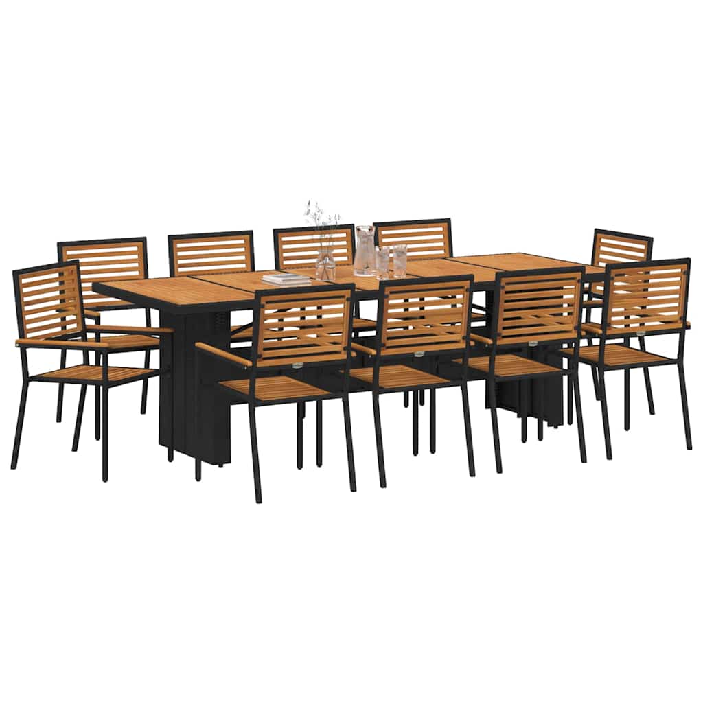 Garten Essgruppe 9 pcs Schwarz und Braun Poly-Rattan