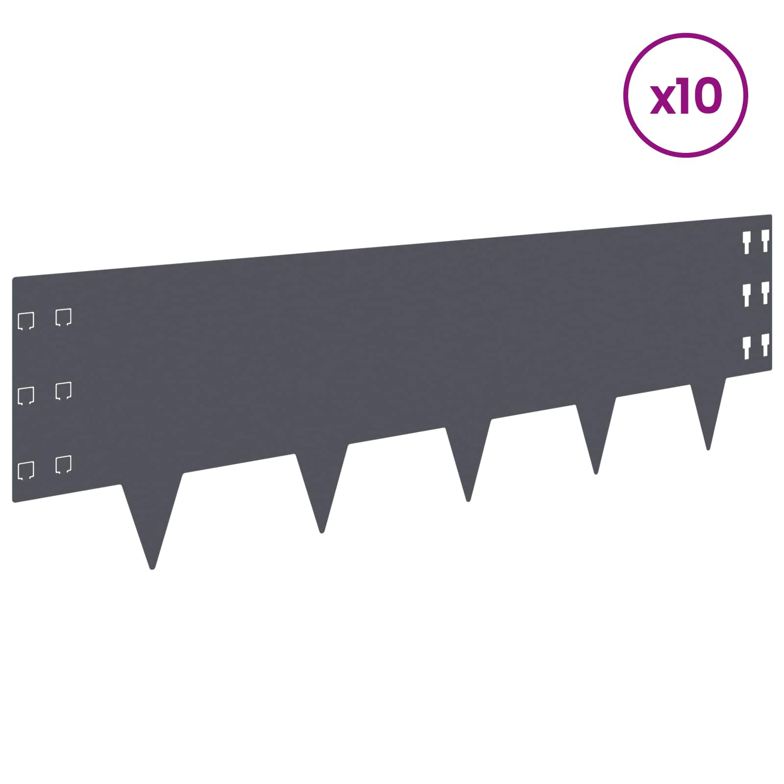 Raseneinfassung 10 pcs 100 x 12 cm Stahl Schwarz