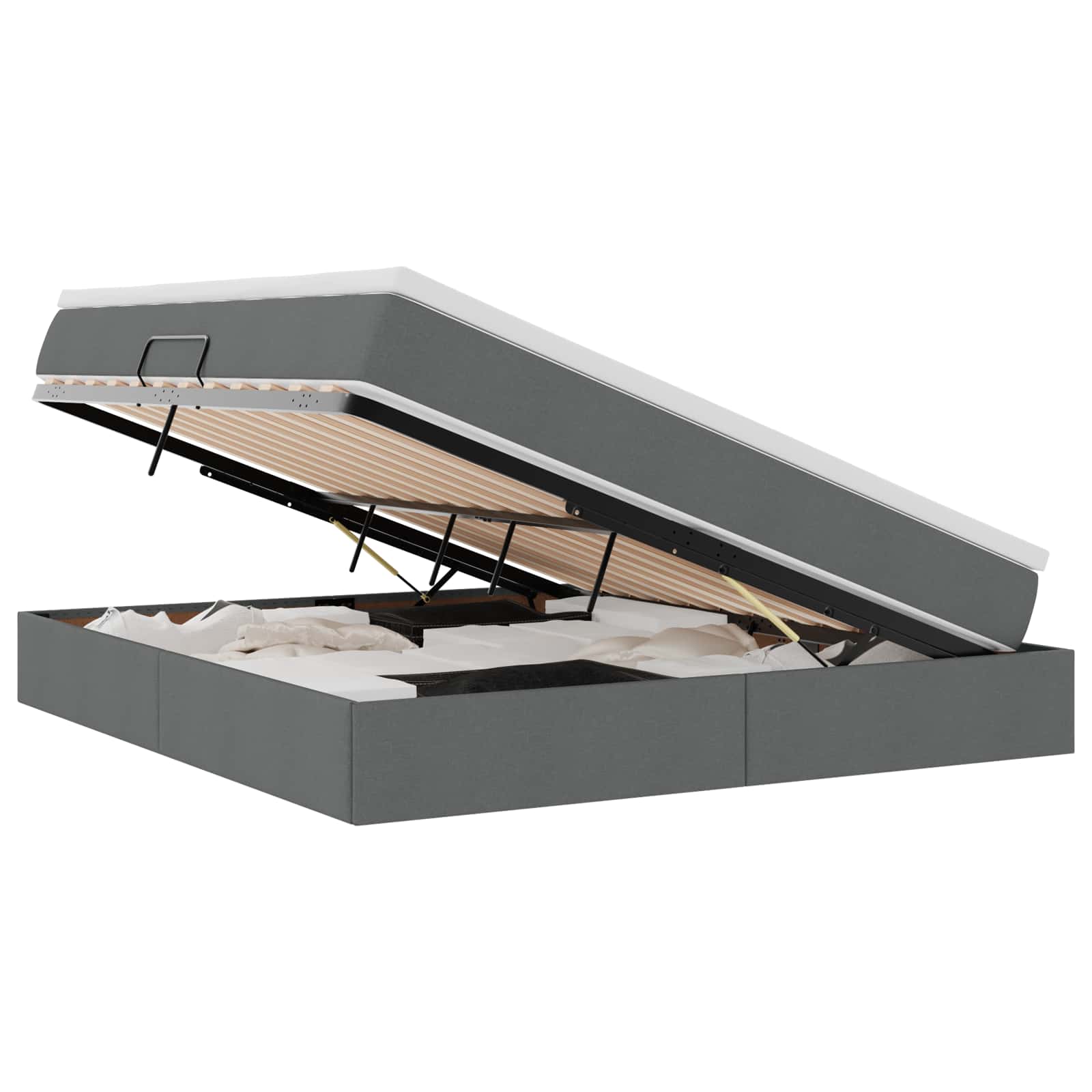 Aufbewahrungsbett mit Matratze Hellgrau 90 x 190 cm Polyester