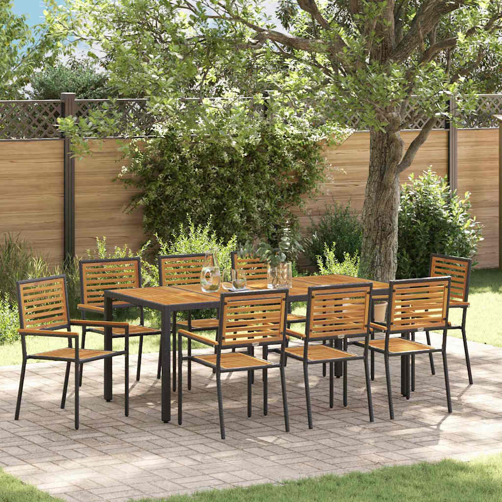 Garten Essgruppe 3 pcs Schwarz und Braun Poly-Rattan