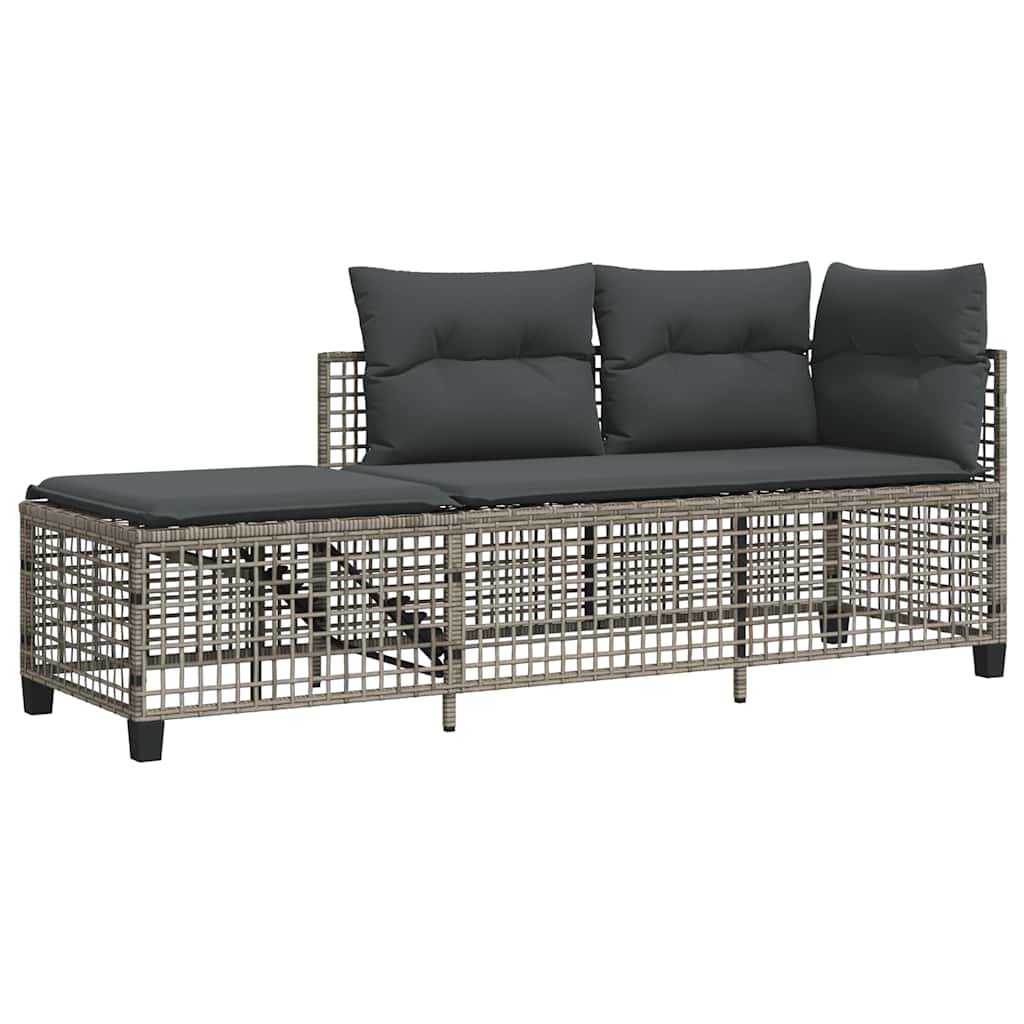 3-tlg. Garten-Ecksofa-Set mit Kissen Schwarz Poly Rattan
