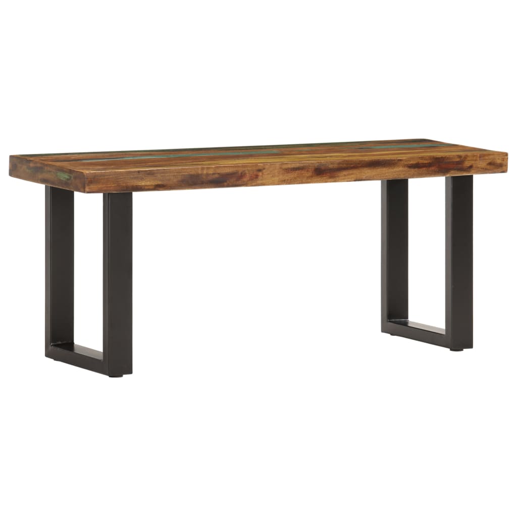 Sitzbank mit Naturkanten 110 cm Akazie Massivholz und Stahl