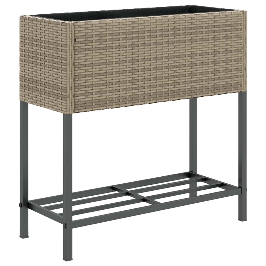 Hochbeete mit Ablage 2 Stk. Schwarz 70x28x70 cm Poly Rattan