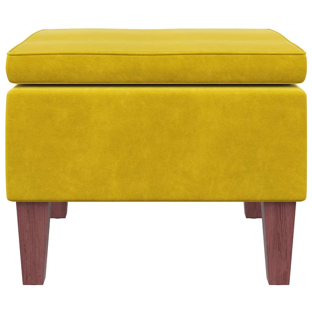 Hocker mit Holzbeinen Dunkelgrau Samt