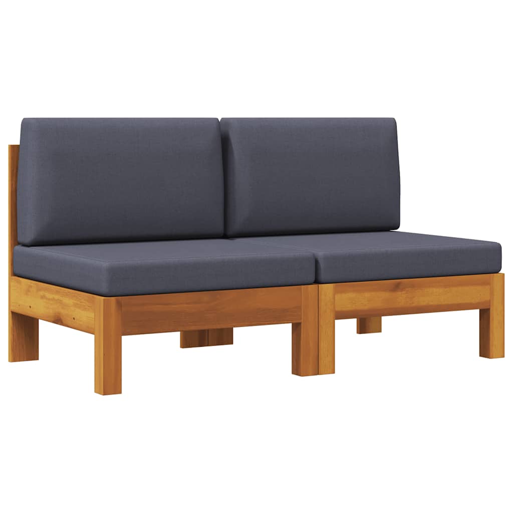 2-tlg. Garten-Lounge-Set mit Cremeweißen Kissen Akazienholz