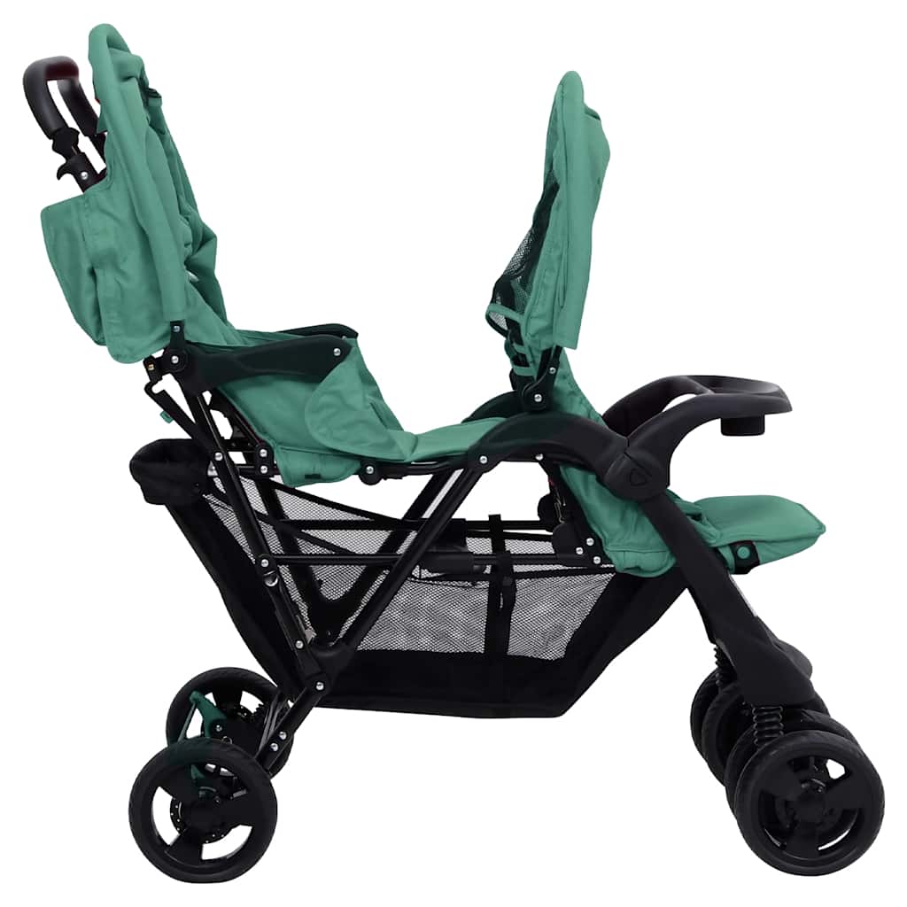 Tandem-Zwillingskinderwagen Dunkelgrau Stahl