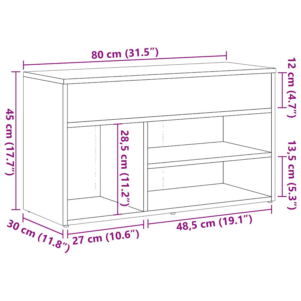 Schuhbank Weiß 60x30x45 cm Holzwerkstoff
